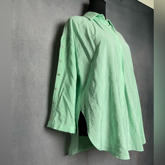 Zara mint green button down shirt size xs - Picture 2 of 6